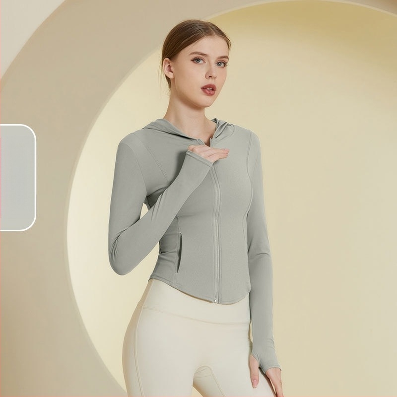 Hanorac pentru femei cu glugă, protecție UV UPF50+ din nylon, pentru alergare și fitness