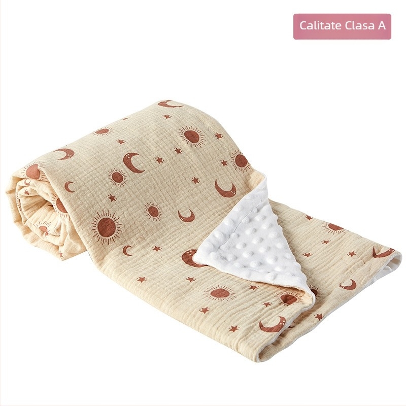 momuz Pătură Beanie pentru bebeluși din bumbac 95%+, dublu strat, căldură, design cu desene animate, potrivită pentru sugari și copii mici (1–3 ani), confort pentru toate sezoanele