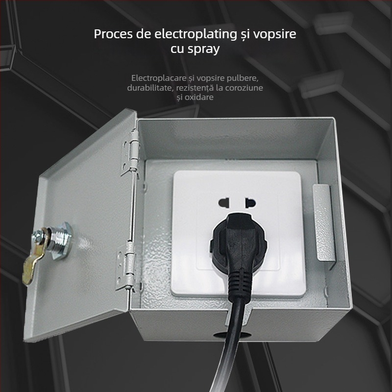 Cutie externă pentru încărcarea bateriei de mașină cu lacăt, protecție anti-furt, IP45, carcasă din fier, tip 86, 10 A