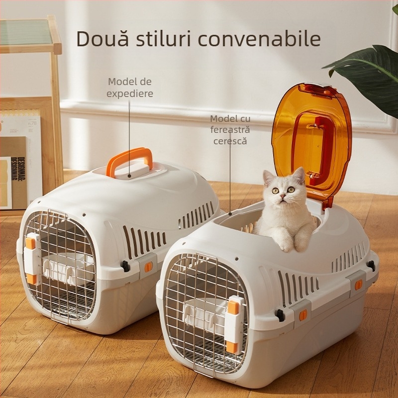 Cutie de transport pentru pisici și câini de talie mică - Detașabilă și lavabilă din PP, monocromă, potrivită pentru animale de 3–5 kg