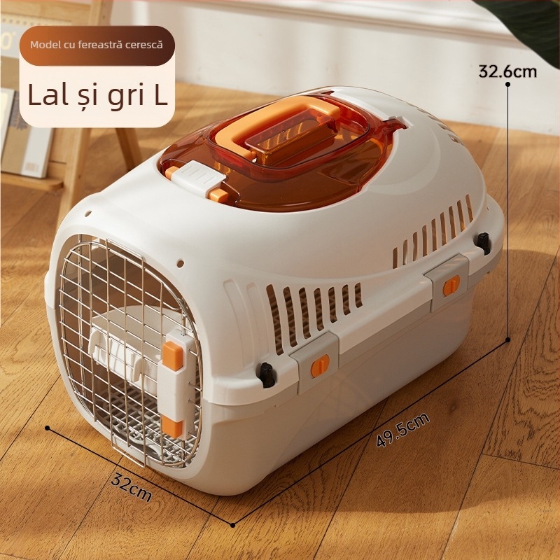 Cutie de transport pentru pisici și câini de talie mică - Detașabilă și lavabilă din PP, monocromă, potrivită pentru animale de 3–5 kg