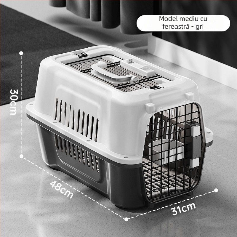 Cutie de transport pentru pisici și câini de talie mică - Detașabilă și lavabilă din PP, monocromă, potrivită pentru animale de 3–5 kg