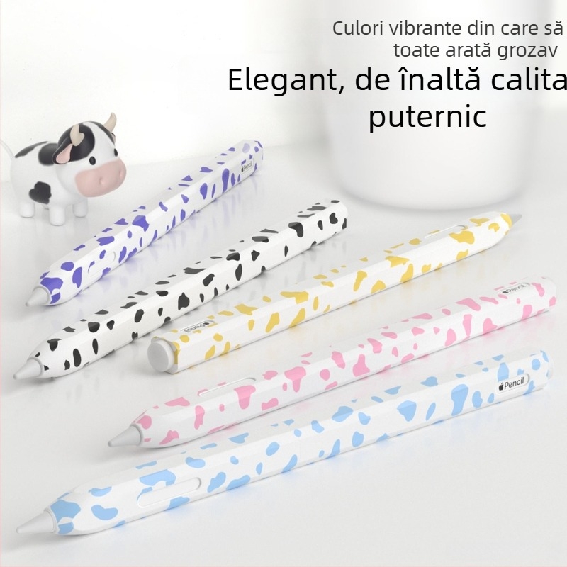Husă protectoare din silicon pentru Apple Pencil 2, cu model cu vaci — antișoc, rezistentă la uzură și la căderi
