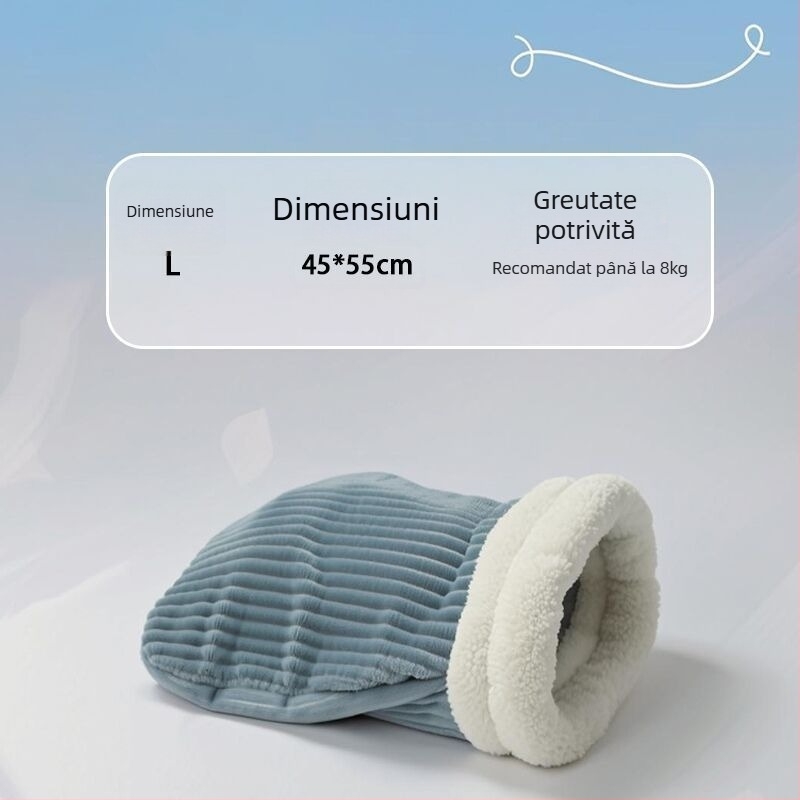 Cuib pentru pisici – design închis, cald iarna, material flanel, utilizare în interior, potrivit pentru pisici mici și medii