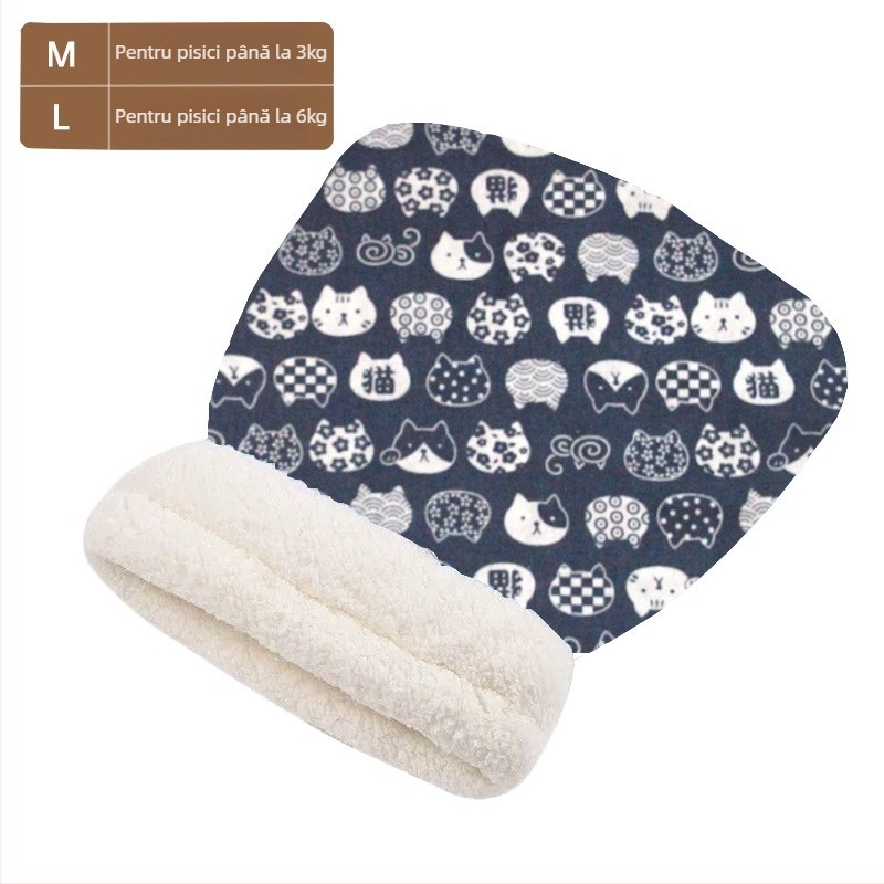 Cuib pentru pisici – design închis, cald iarna, material flanel, utilizare în interior, potrivit pentru pisici mici și medii