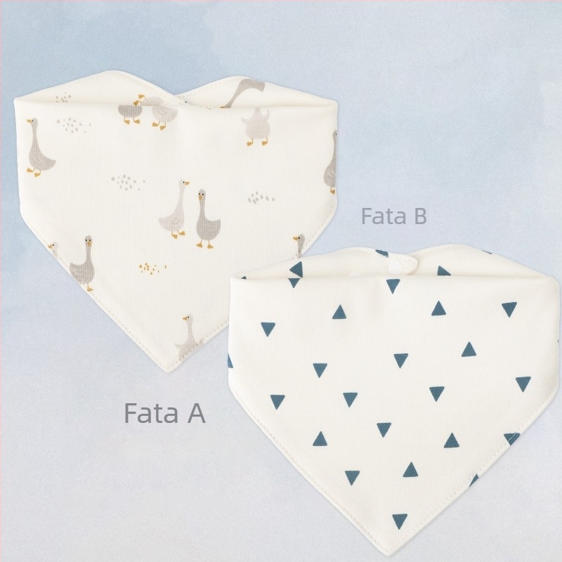 Bavetă bebeluș triunghiulară, imprimeu cu personaje, din bumbac pur >95%, impermeabilă, pentru nou-născuți 0–1 ani