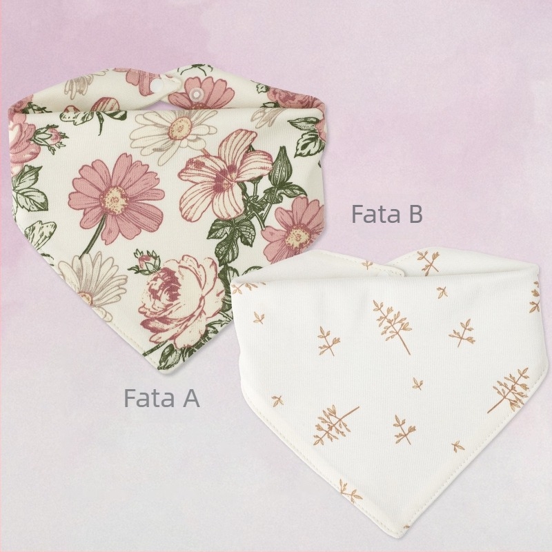 Bavetă bebeluș triunghiulară, imprimeu cu personaje, din bumbac pur >95%, impermeabilă, pentru nou-născuți 0–1 ani