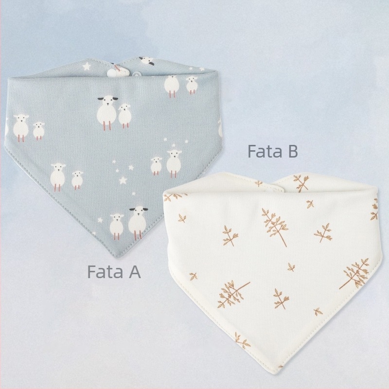 Bavetă bebeluș triunghiulară, imprimeu cu personaje, din bumbac pur >95%, impermeabilă, pentru nou-născuți 0–1 ani