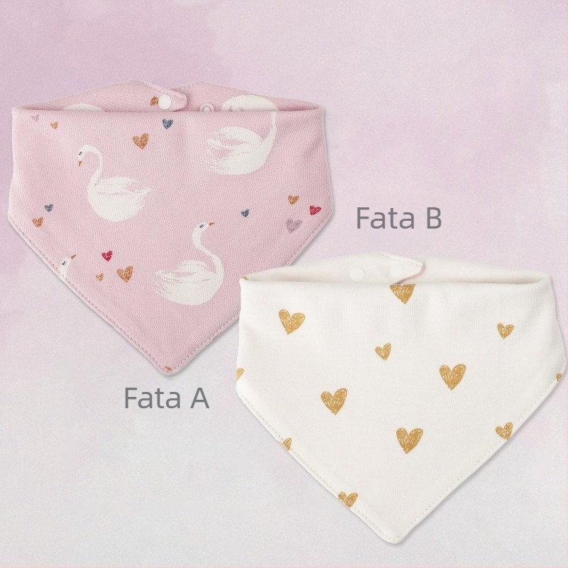 Bavetă bebeluș triunghiulară, imprimeu cu personaje, din bumbac pur >95%, impermeabilă, pentru nou-născuți 0–1 ani