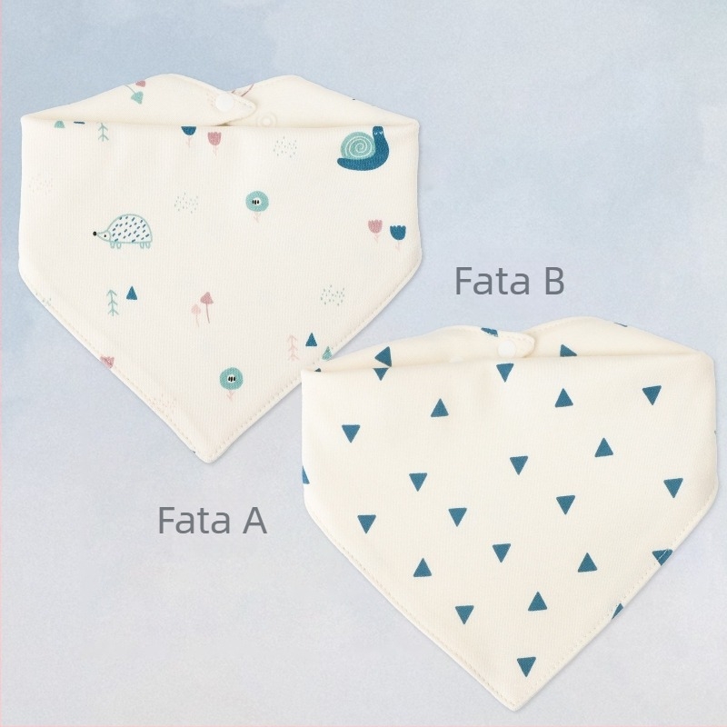 Bavetă bebeluș triunghiulară, imprimeu cu personaje, din bumbac pur >95%, impermeabilă, pentru nou-născuți 0–1 ani