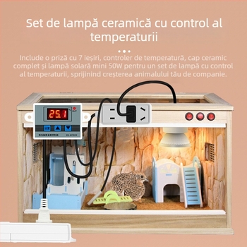 Lampă de creștere pentru pui cu termostat automat pentru temperatură constantă în cutie de creștere