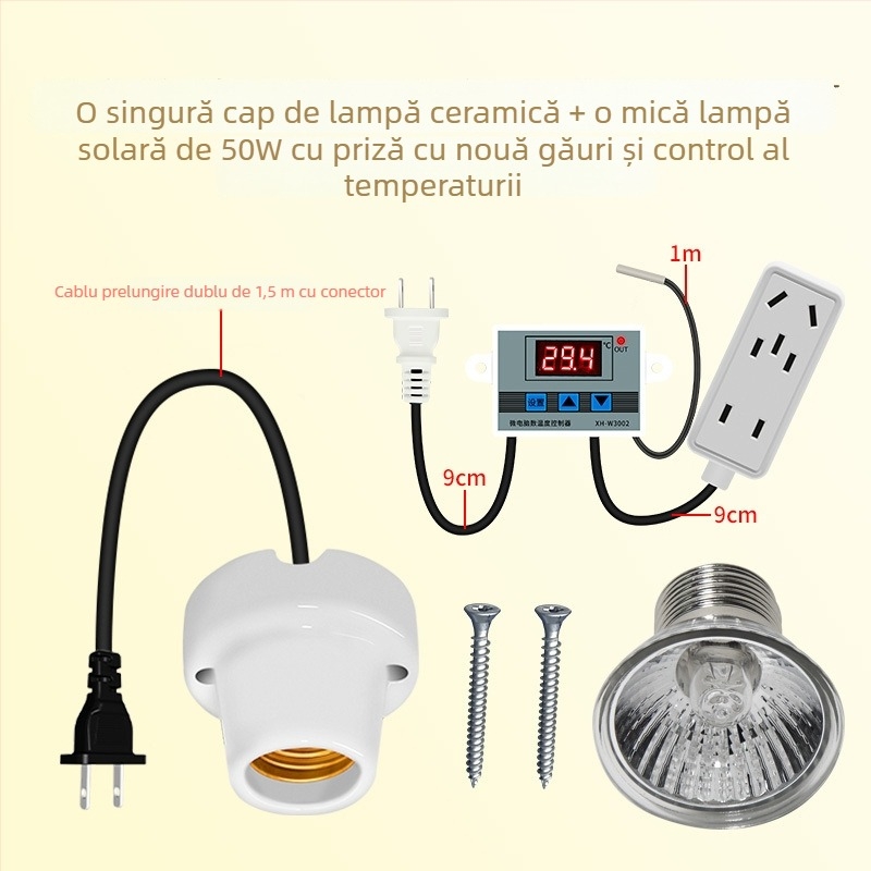 Lampă de creștere pentru pui cu termostat automat pentru temperatură constantă în cutie de creștere