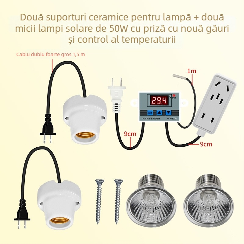 Lampă de creștere pentru pui cu termostat automat pentru temperatură constantă în cutie de creștere