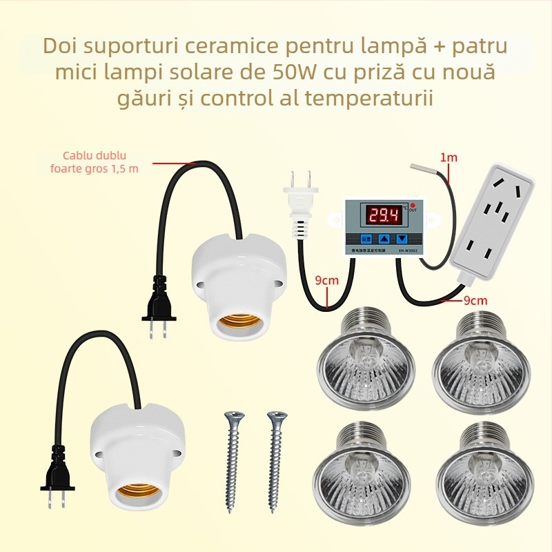 Lampă de creștere pentru pui cu termostat automat pentru temperatură constantă în cutie de creștere