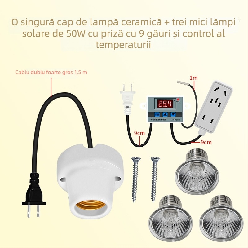 Lampă de creștere pentru pui cu termostat automat pentru temperatură constantă în cutie de creștere