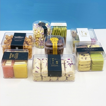 Recipient plastic transparent dreptunghiular pentru alimente cu capac, sigilabil, mai multe modele, marcă Jin Peng, logo imprimat