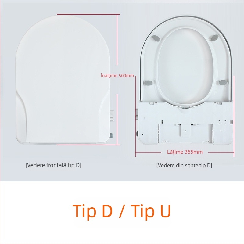 Capac de toaletă cu bidet universal inteligent, fără electricitate, ABS, duză auto-curățare, spălare pentru femei, închidere amortizată