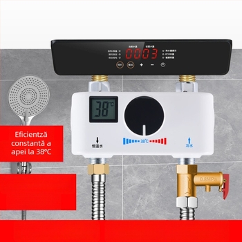 Robinet termostatic electric pentru apă caldă, amestec cald–rece, setare 38°C, corp electroplacat cu un singur robinet