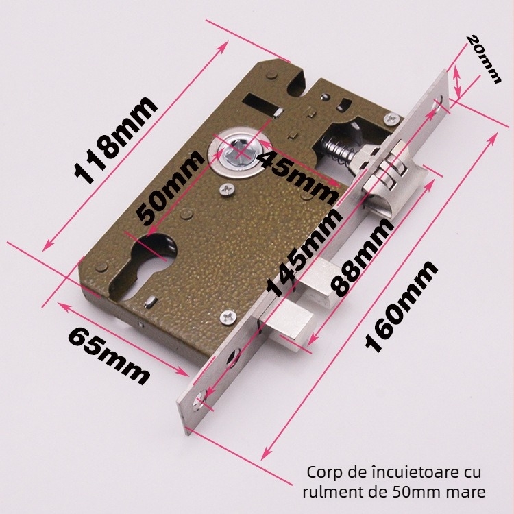 Corp de încuietoare pentru ușă interioară, model Small 50 bearing, construcție din fier, 180 g