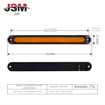 Lampa LED spate pentru camioane, 15-LED ghid de iluminare pentru frână, 24V, 5W, 6000K