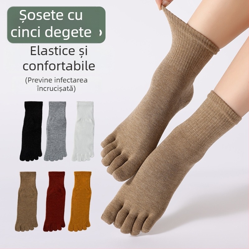 Șosete pentru femei cu degete separate, până la gambă medie, din bumbac, deodorizare, respirabile