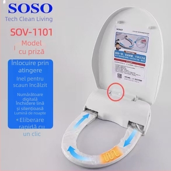 Capac de scaun WC încălzit, compatibil universal, pernă termostatică pentru șezut, model 907, placă PP, OEM