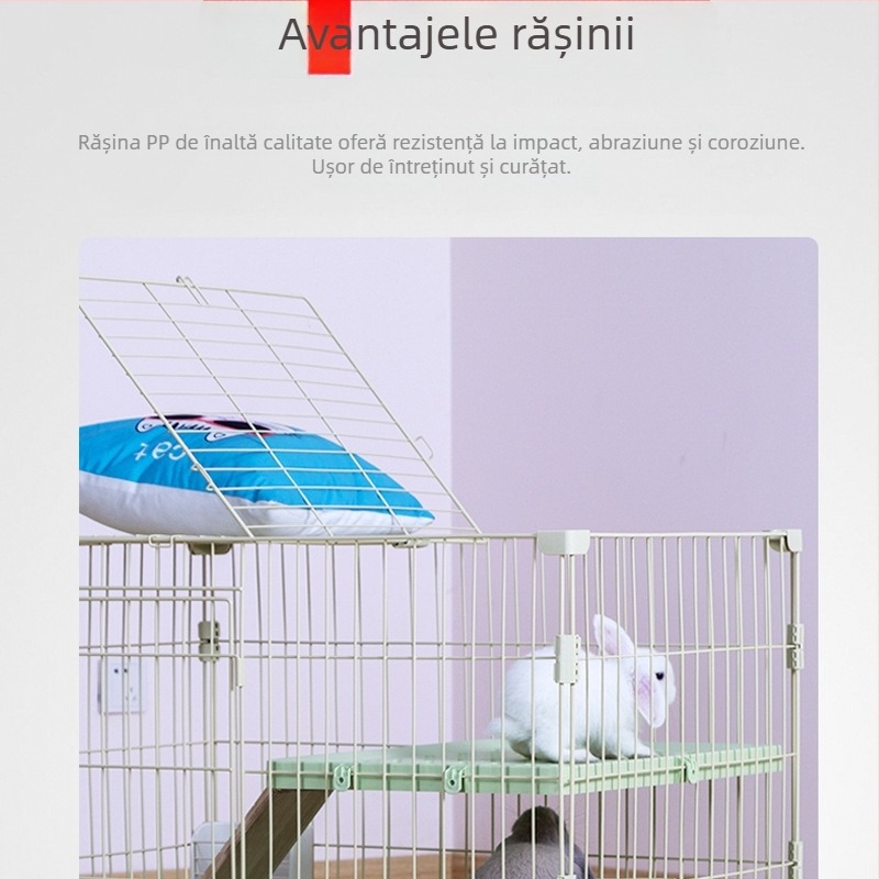 Cușcă pentru iepuri cu mai multe niveluri pentru interior, marcă Chuangyi, material: combinație plastic-otel