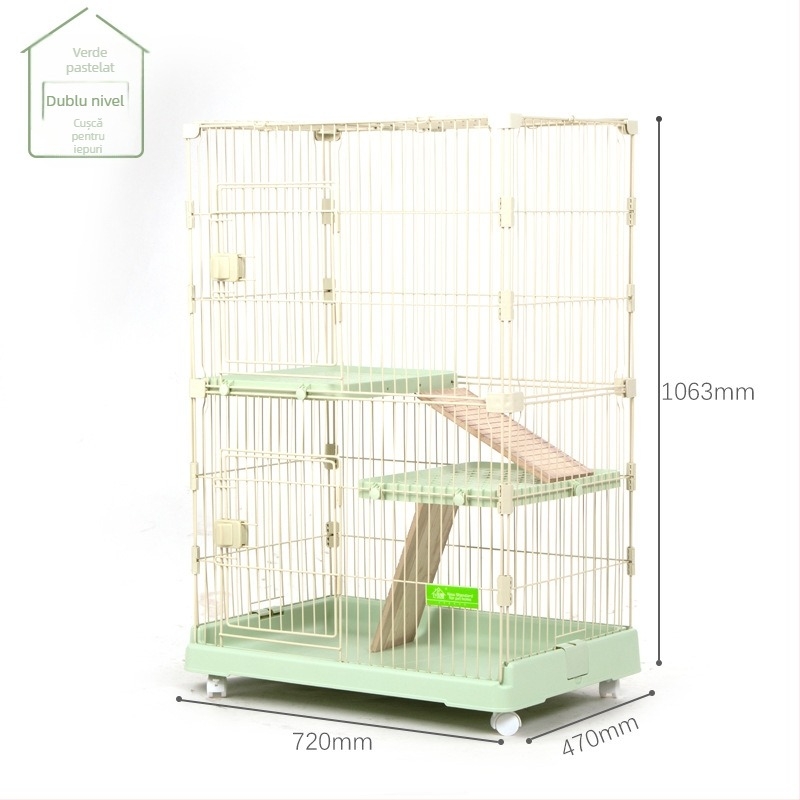 Cușcă pentru iepuri cu mai multe niveluri pentru interior, marcă Chuangyi, material: combinație plastic-otel