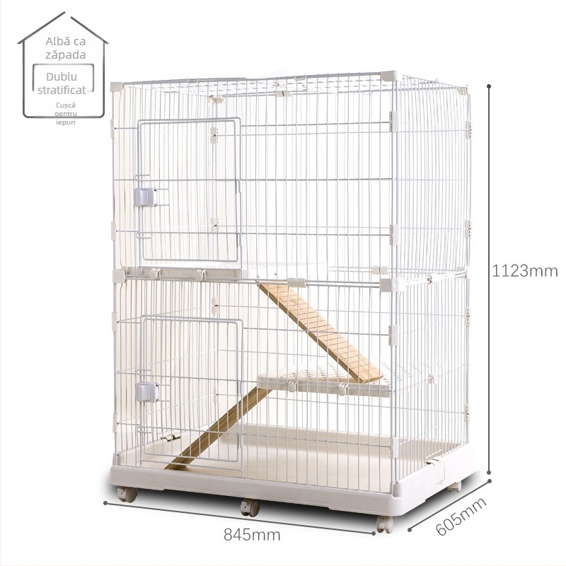 Cușcă pentru iepuri cu mai multe niveluri pentru interior, marcă Chuangyi, material: combinație plastic-otel
