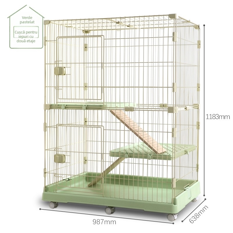 Cușcă pentru iepuri cu mai multe niveluri pentru interior, marcă Chuangyi, material: combinație plastic-otel