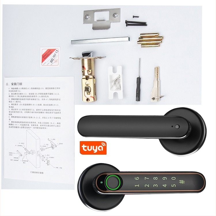 Yimeida Y198 Lacăt inteligent electronic pentru ușă cu Bluetooth, parolă și amprentă pentru uși din lemn