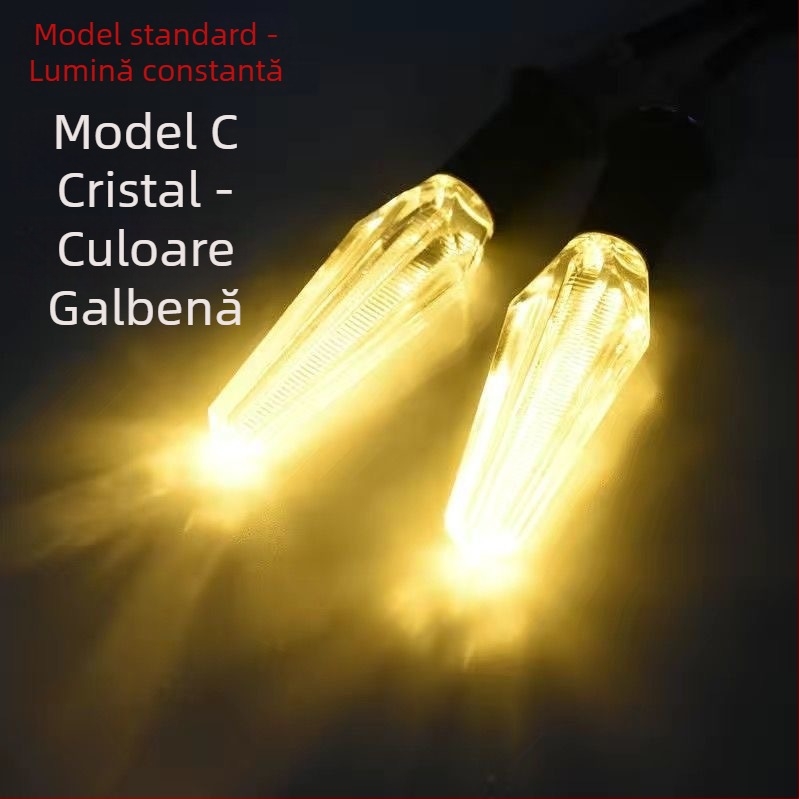 Semnal de direcție LED, cristal, pentru motociclete și vehicule electrice, 12V, universal, ABS+LED