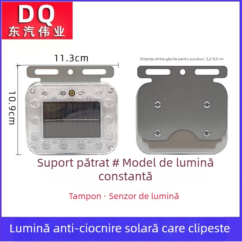 Lumină LED de semnalizare spate pentru vehicul – alimentare solară, fără cabluri, Solar flash tail light, 3.7V, carcasă LED PC