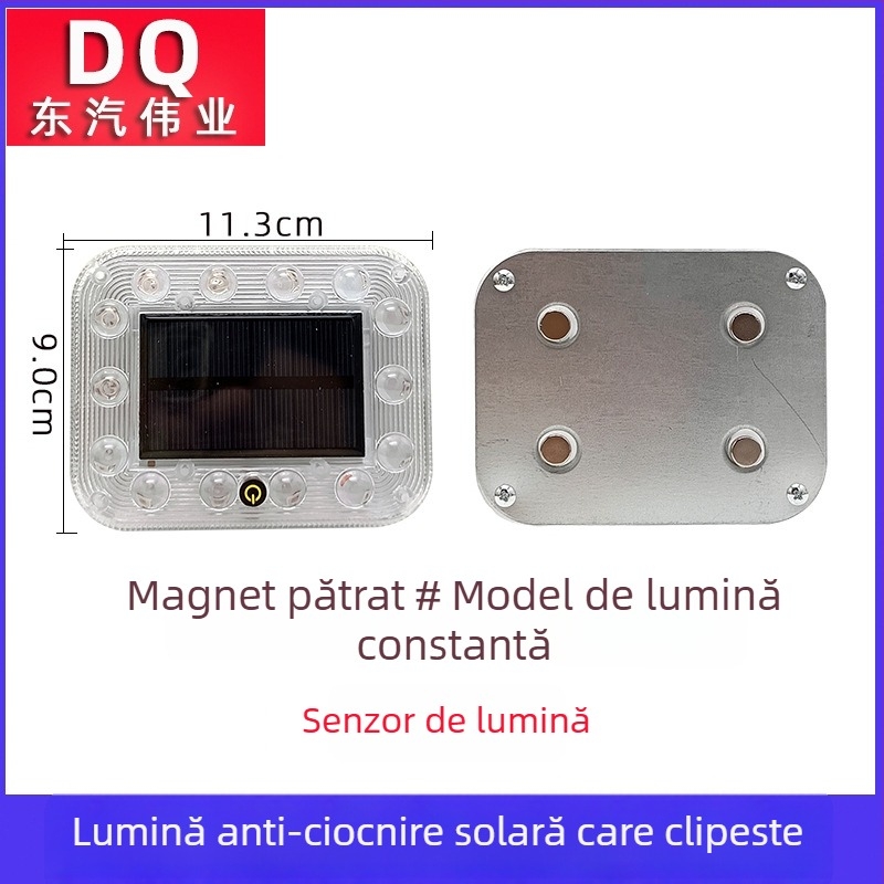 Lumină LED de semnalizare spate pentru vehicul – alimentare solară, fără cabluri, Solar flash tail light, 3.7V, carcasă LED PC