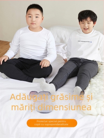 Colanți lungi de iarnă pentru băieți, căptușiți cu fleece, talie înaltă, poliester gros, pentru copii peste 8 ani (peste 140 cm)