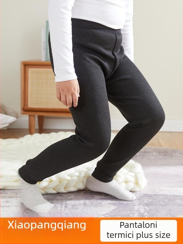 Colanți lungi de iarnă pentru băieți, căptușiți cu fleece, talie înaltă, poliester gros, pentru copii peste 8 ani (peste 140 cm)