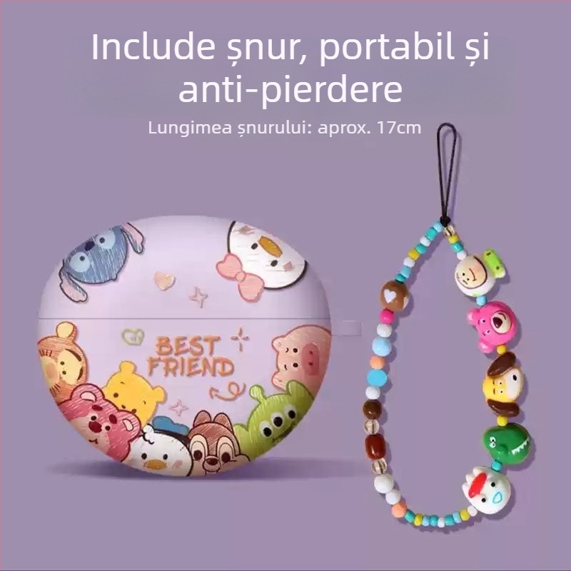 Carcasă TPU moale pentru Huawei FreeBuds 5i/6i, design Freeclip cu clips, formă stea, finisaj mat