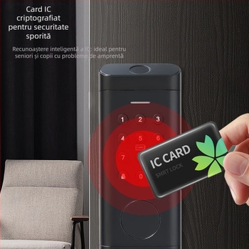 Încuietoare inteligentă cu amprentă, standard american, control WiFi prin aplicație, model D2, aliaj de zinc