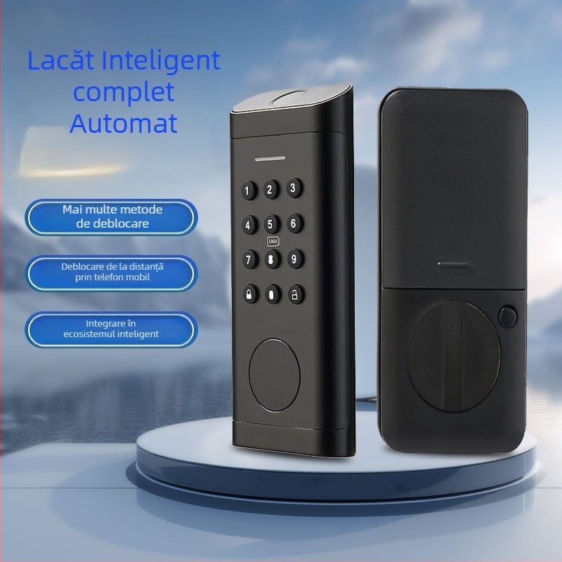 Încuietoare inteligentă cu amprentă, standard american, control WiFi prin aplicație, model D2, aliaj de zinc