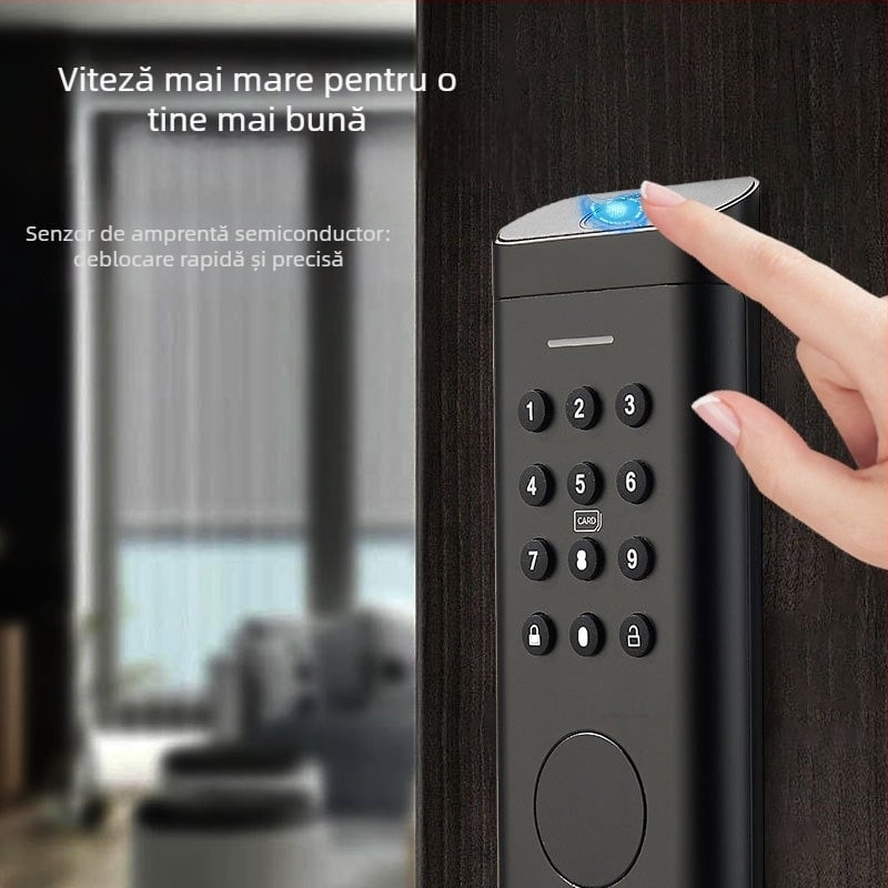 Încuietoare inteligentă cu amprentă, standard american, control WiFi prin aplicație, model D2, aliaj de zinc