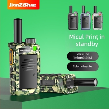 Radio portabil camuflat cu funcție de sincronizare a frecvenței printr-un singur buton, 400-470 MHz, 16 canale, rază 3-5 km, baterie Li‑ion 9800 mAh