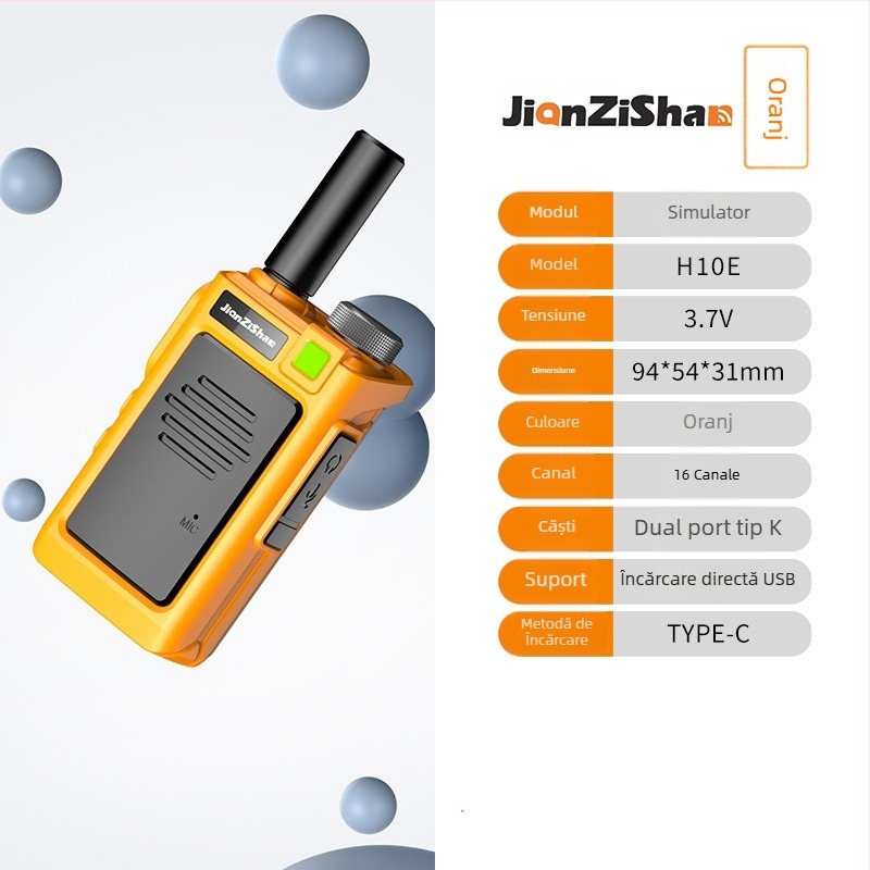 Radio portabil camuflat cu funcție de sincronizare a frecvenței printr-un singur buton, 400-470 MHz, 16 canale, rază 3-5 km, baterie Li‑ion 9800 mAh