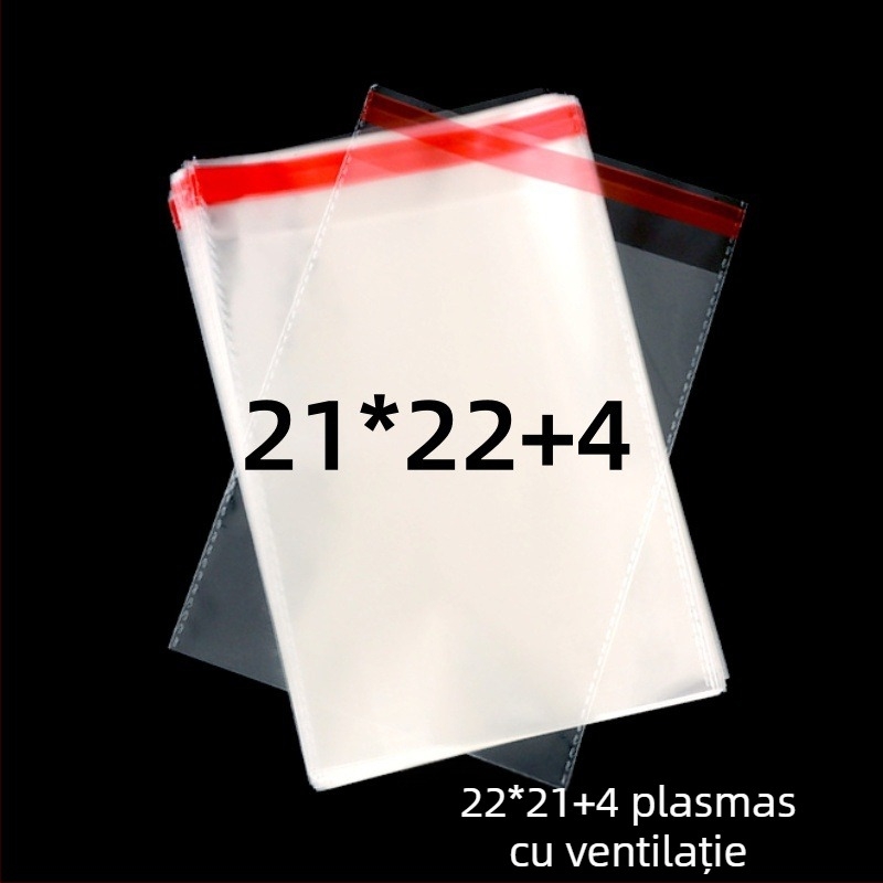 Pungă de ambalare OPP transparentă, autoadezivă, cu logo imprimat | Material: plastic; Acuratețea lățimii: 2 mm; Utilizare: ambalare pentru obiecte mici, cum ar fi bijuterii