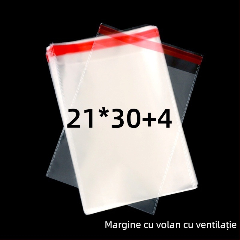 Pungă de ambalare OPP transparentă, autoadezivă, cu logo imprimat | Material: plastic; Acuratețea lățimii: 2 mm; Utilizare: ambalare pentru obiecte mici, cum ar fi bijuterii