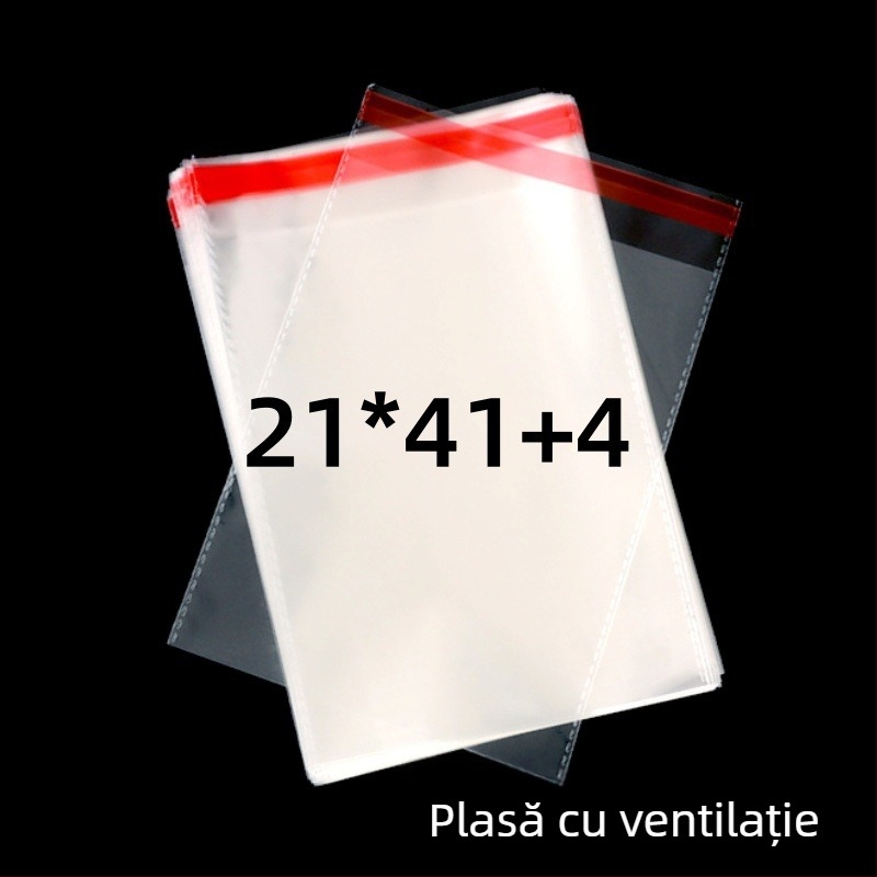 Pungă de ambalare OPP transparentă, autoadezivă, cu logo imprimat | Material: plastic; Acuratețea lățimii: 2 mm; Utilizare: ambalare pentru obiecte mici, cum ar fi bijuterii