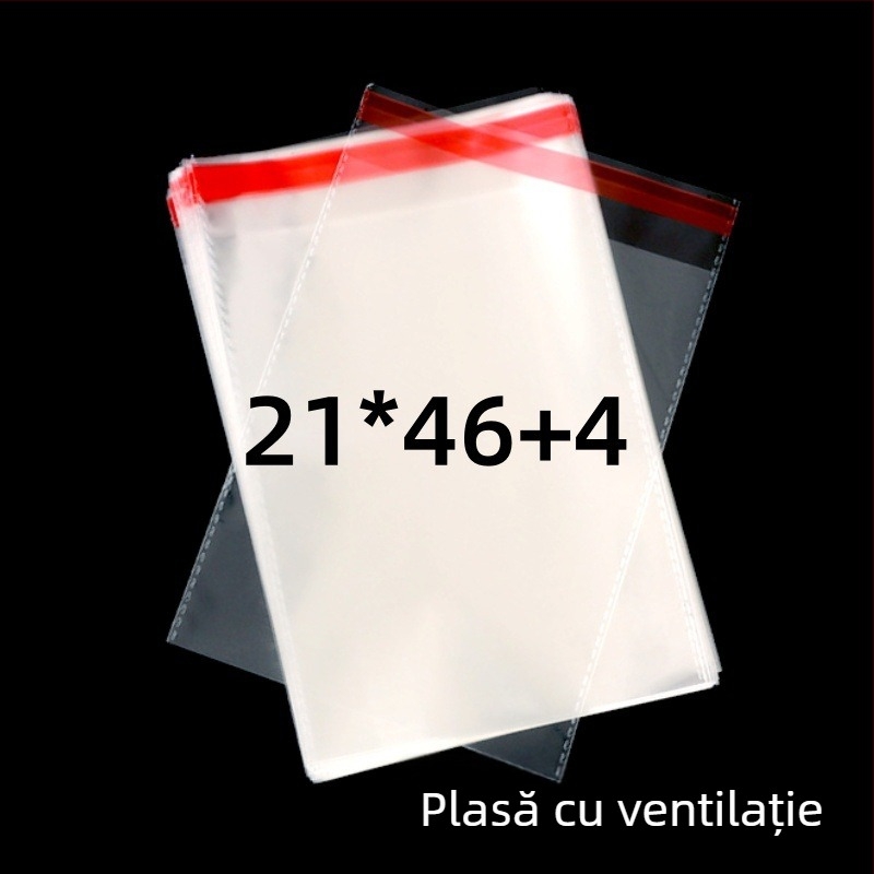 Pungă de ambalare OPP transparentă, autoadezivă, cu logo imprimat | Material: plastic; Acuratețea lățimii: 2 mm; Utilizare: ambalare pentru obiecte mici, cum ar fi bijuterii