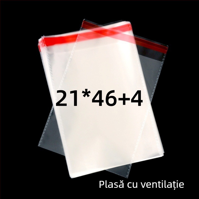 Pungă de ambalare OPP transparentă, autoadezivă, cu logo imprimat | Material: plastic; Acuratețea lățimii: 2 mm; Utilizare: ambalare pentru obiecte mici, cum ar fi bijuterii