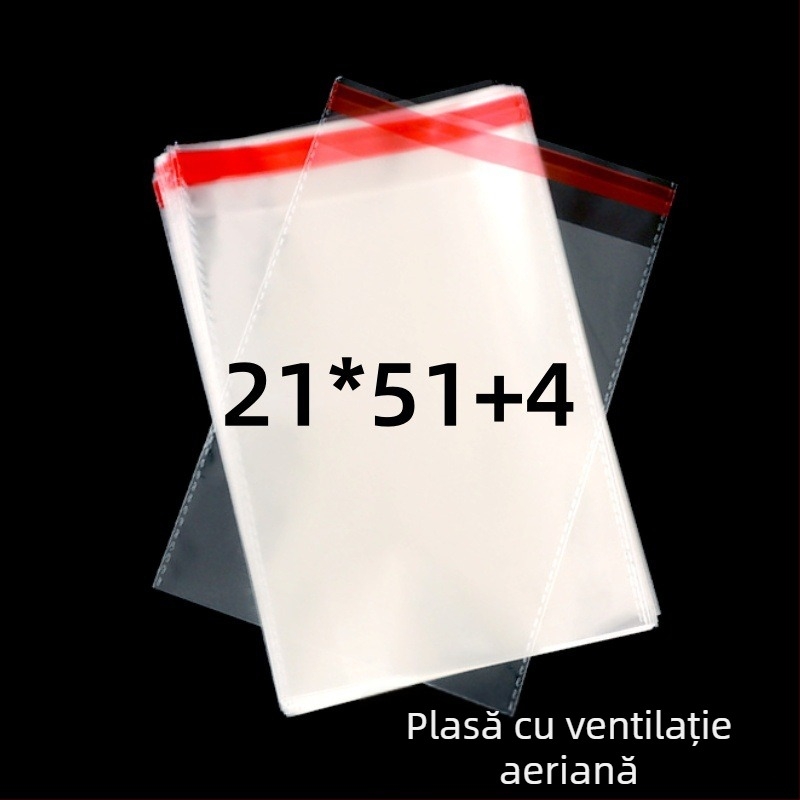 Pungă de ambalare OPP transparentă, autoadezivă, cu logo imprimat | Material: plastic; Acuratețea lățimii: 2 mm; Utilizare: ambalare pentru obiecte mici, cum ar fi bijuterii