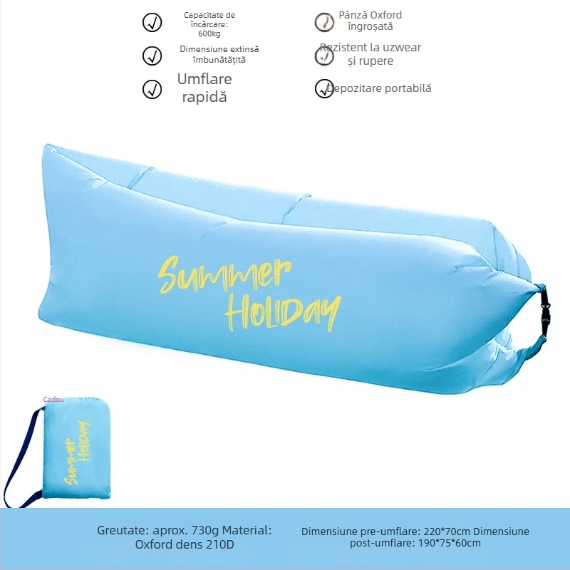 Saltea gonflabilă pentru o persoană Lecamp – soluție portabilă pentru camping (730 g; capacitate 300 kg; pânză Oxford; construcție cu două straturi)