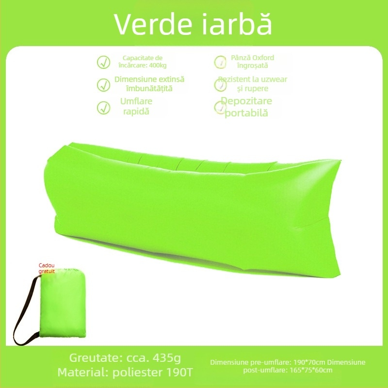 Saltea gonflabilă pentru o persoană Lecamp – soluție portabilă pentru camping (730 g; capacitate 300 kg; pânză Oxford; construcție cu două straturi)